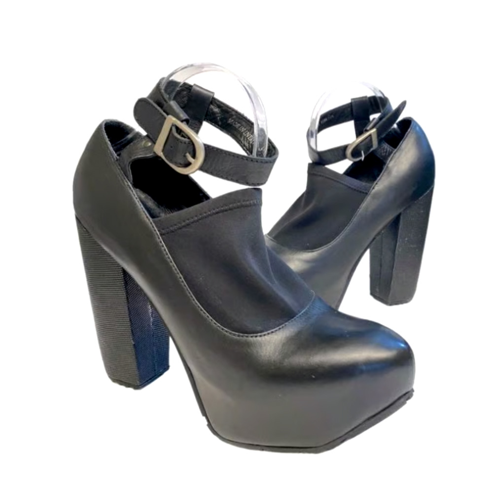 Vintage y2k Miista 5.5 Hilda $250 Platform MaryJane Heels Babydoll Shoes Black